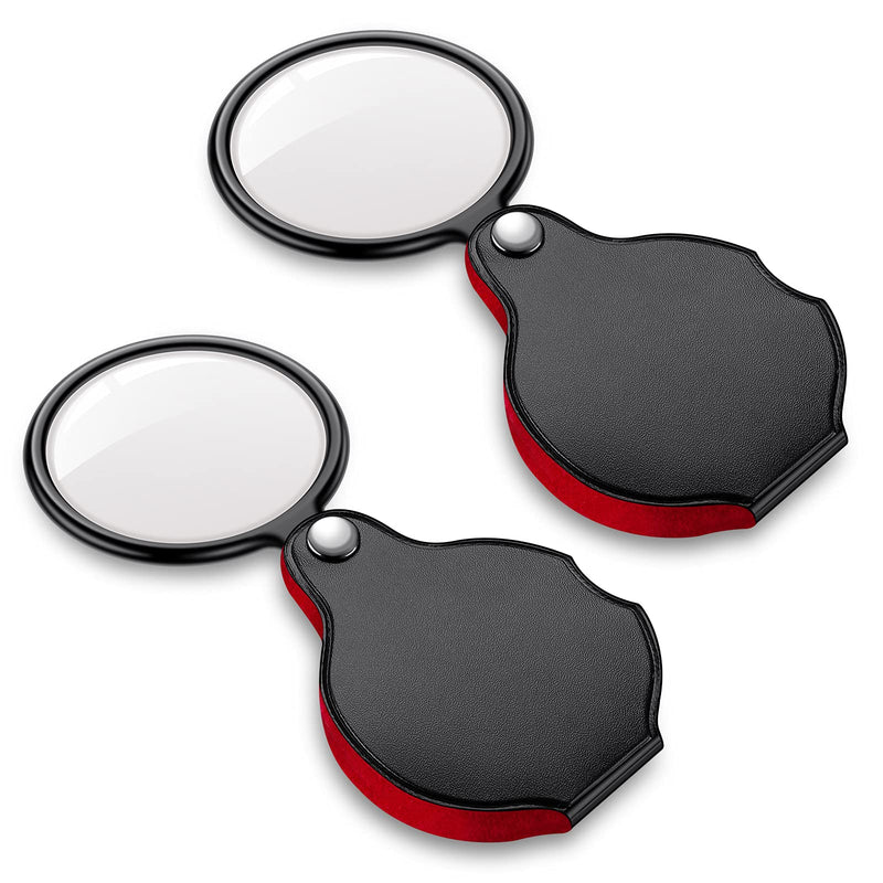 [Australia] - 2PCS Upgrade 10X Small Magnifying Glasses for Kids/Senior, Pocket Magnifier for Reading/Close Work, Mini Folding Magnifying Magnify Glass with Protective Sheath, Ideal for Repairing/Hobby/Coins, 1.96" 