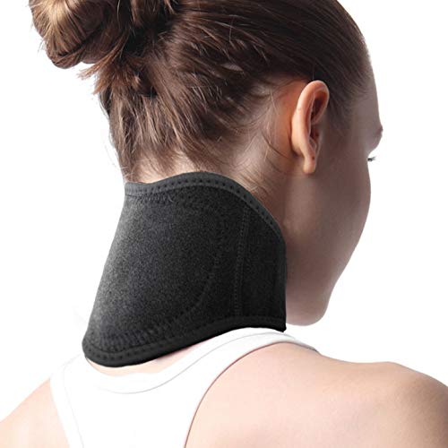 [Australia] - Adjustable Neck Support Brace Soft Compression Neck Protector Wrap Cervical Collar Breathable Physical Therapy Neck Brace Supports Pain Pressure Relief Sleeping Device for Chronic Neck Stiffness Black 