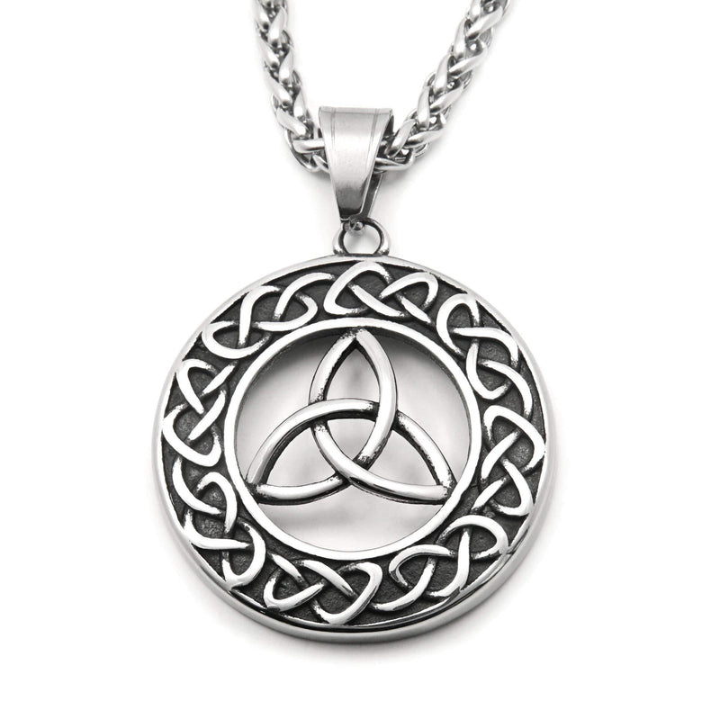 [Australia] - Gungneer Stainless Steel Triquetra Irish Celtic Knot Pendant Necklace Endless Love Eternity Protection Jewelry Amulet 20inch 