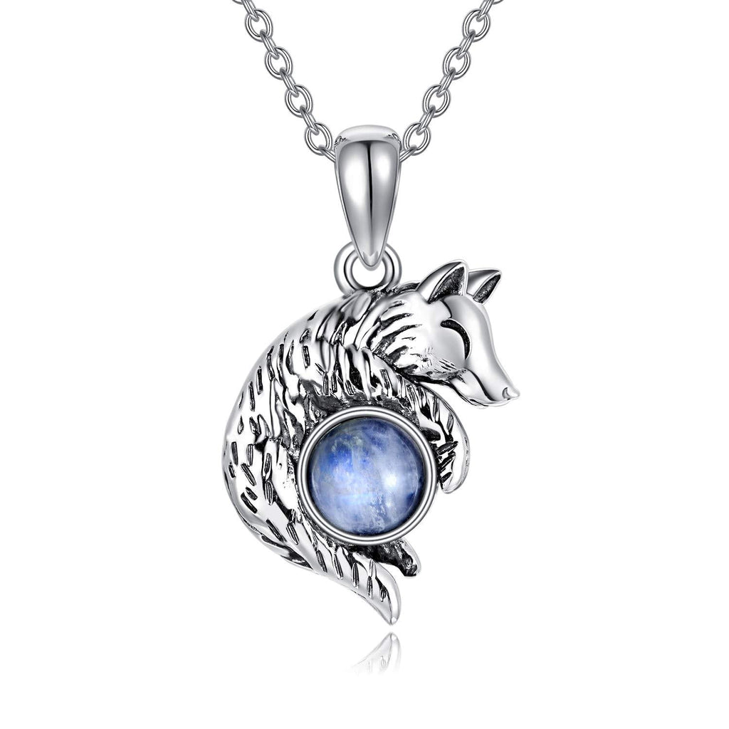 [Australia] - Wolf Pendant Necklace 925 Sterling Silver Moonstone Necklace Wolf Lovers Jewelry for Women Girl 