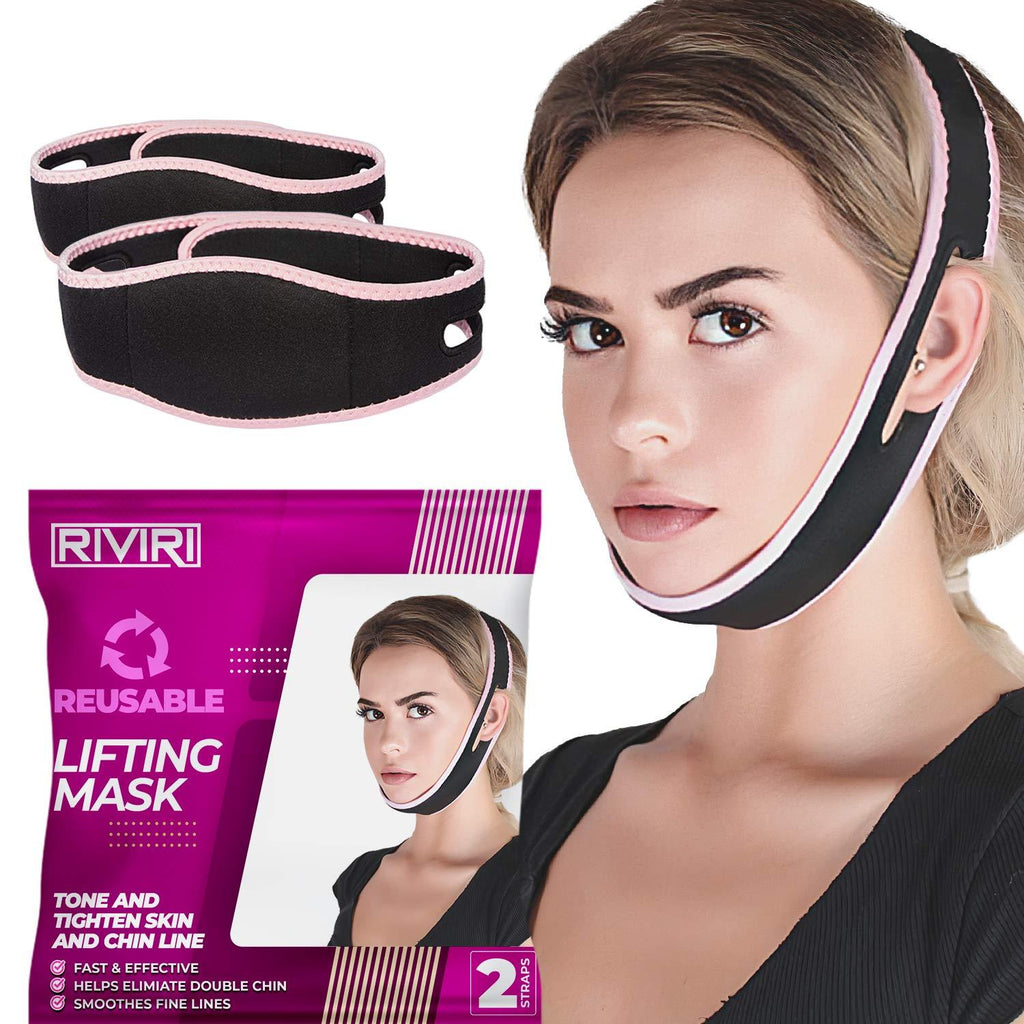 [Australia] - Pack of 2 Reusable Face Slimming Chin Strap, Snore Stopper face Lift and Slimmer Belt, Double Chin Reducer V Line Lifting Mask for Sagging Face and Chin, Anti Snoring solution for cpap users - Unisex Pack of 2 