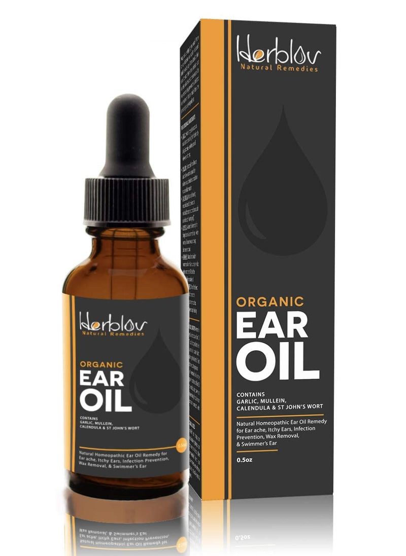 [Australia] - Organic Ear Oil for Ear Infections - Natural Eardrops for Infection Prevention, Swimmer's Ear & Wax Removal - Kids, Adults, Baby, Dog Earache Remedy - with Mullein, Garlic, Calendula, Made in USA 
