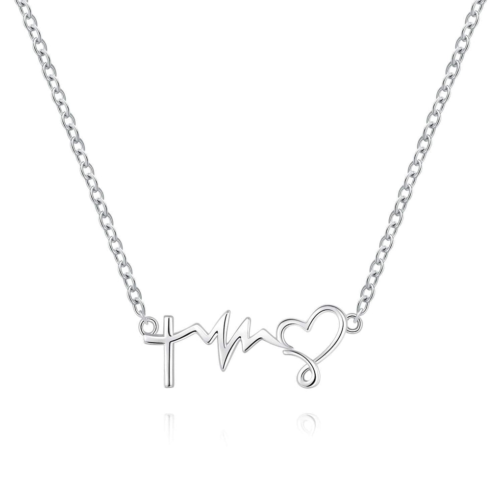 [Australia] - ACJFA 925 Sterling Silver Faith Hope Love Lifeline Heart Pendant Necklace Inspirational Jewelry Birthday Nurse's Day Gifts for Women Teen Girls 