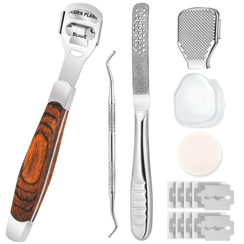 [Australia] - Callus Shaver, Foot Shaver Callus Remover for Feet Hand Care with Foot File, 10pcs Blades, Foot File Head and Dead Skin Storage Cover (15Pcs in Total) 