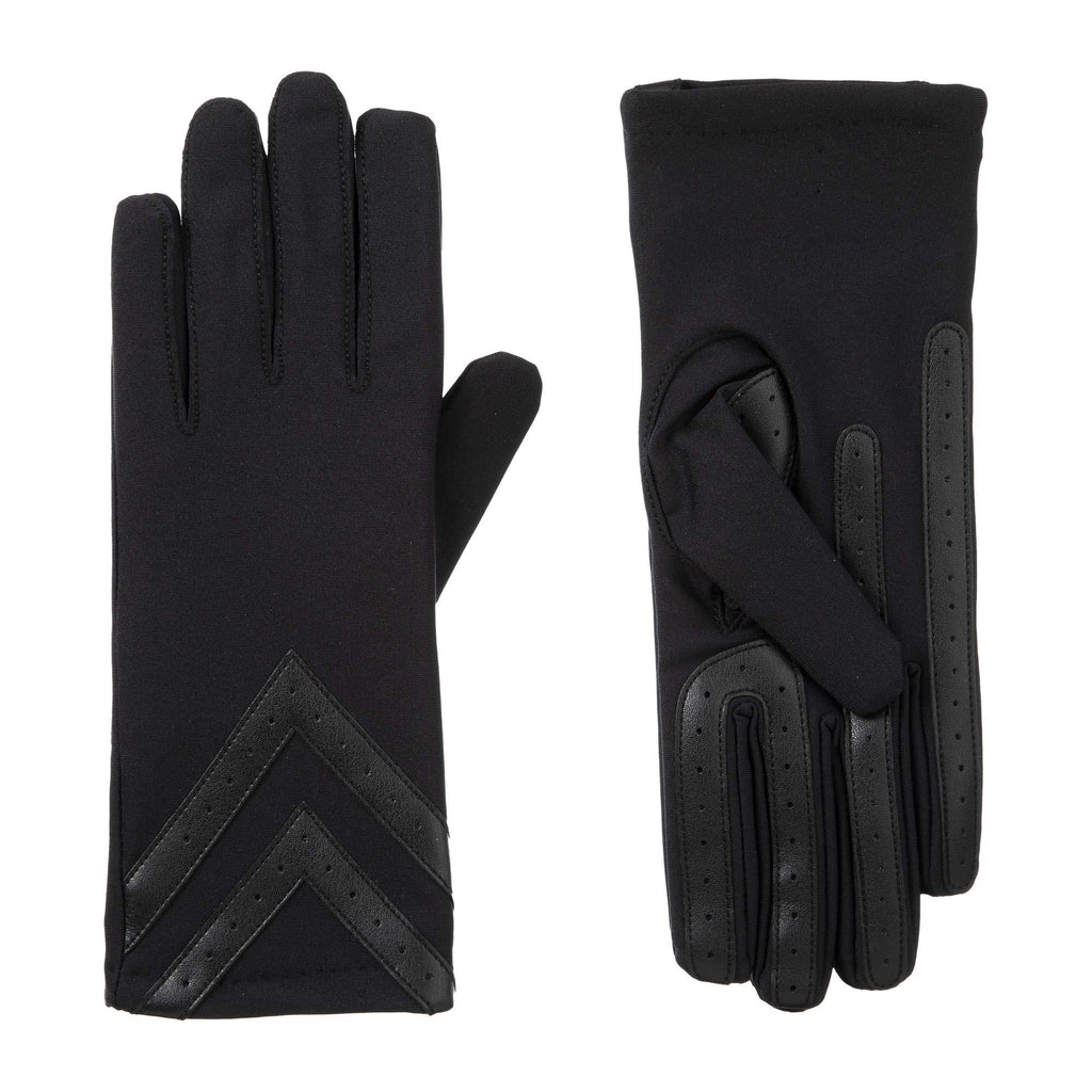 [Australia] - isotoner Womens Spandex Touchscreen Cold Weather Gloves with Warm Fleece Lining and Chevron Details Small / Medium Black - Smartdri 