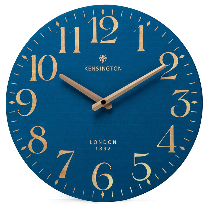 [Australia] - NIKKY HOME 12 Inch Navy Blue Wooden Wall Clock - Battery Operated Silent Non Ticking Clock Home Decor for Kitchen, Living Room, Bedroom, Office 