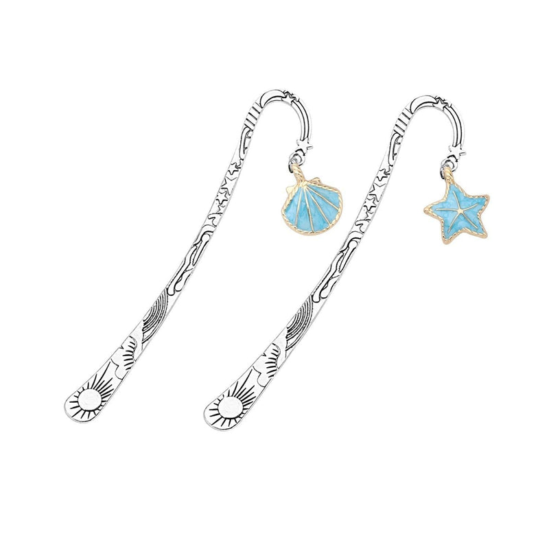 [Australia] - WSNANG Sea Shell Starfish Necklace/Earring Summer Jewelry Ocean Beach Themed Gifts for Women Girl Beach Lovers Gift Bookmark 
