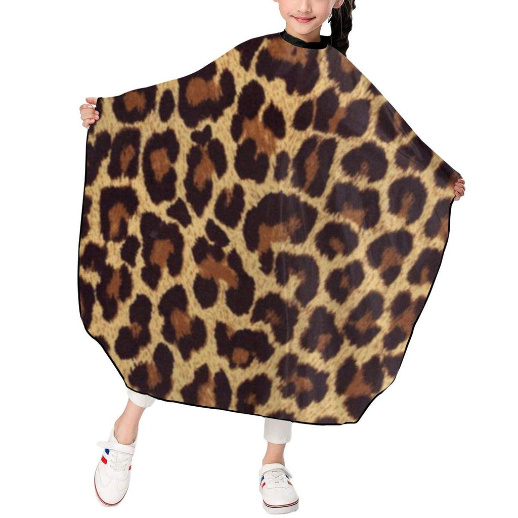 [Australia] - leopard print Kids Children Barber Cutting Cape Hairdressing Salon Hair Styling Cloth Apron Cover Gown Toddler (Adjustable Snap Haircut /39"x47" Inch) One Size Leopard Print 