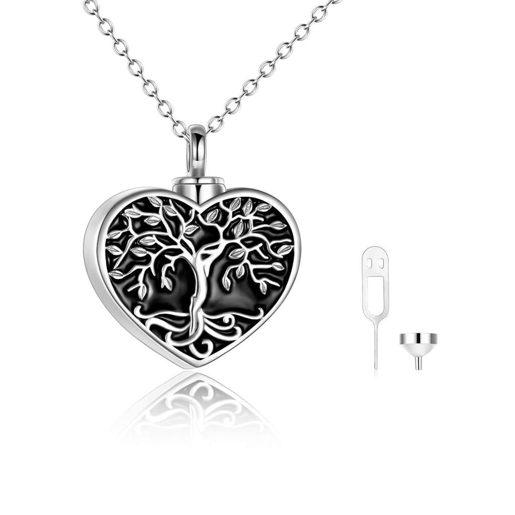 [Australia] - ONEFINITY Sterling Silver Tree of Life Cremation Urn Necklaces for Ashes Heart Memory Jewelry for Women Men Gift 