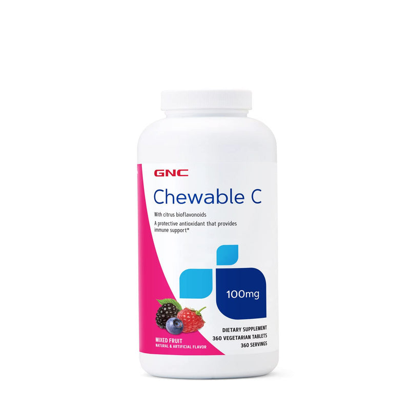 [Australia] - GNC Chewable C 100 MG - Chewable Mixed Fruit - 360 Vegetarian Tablets 