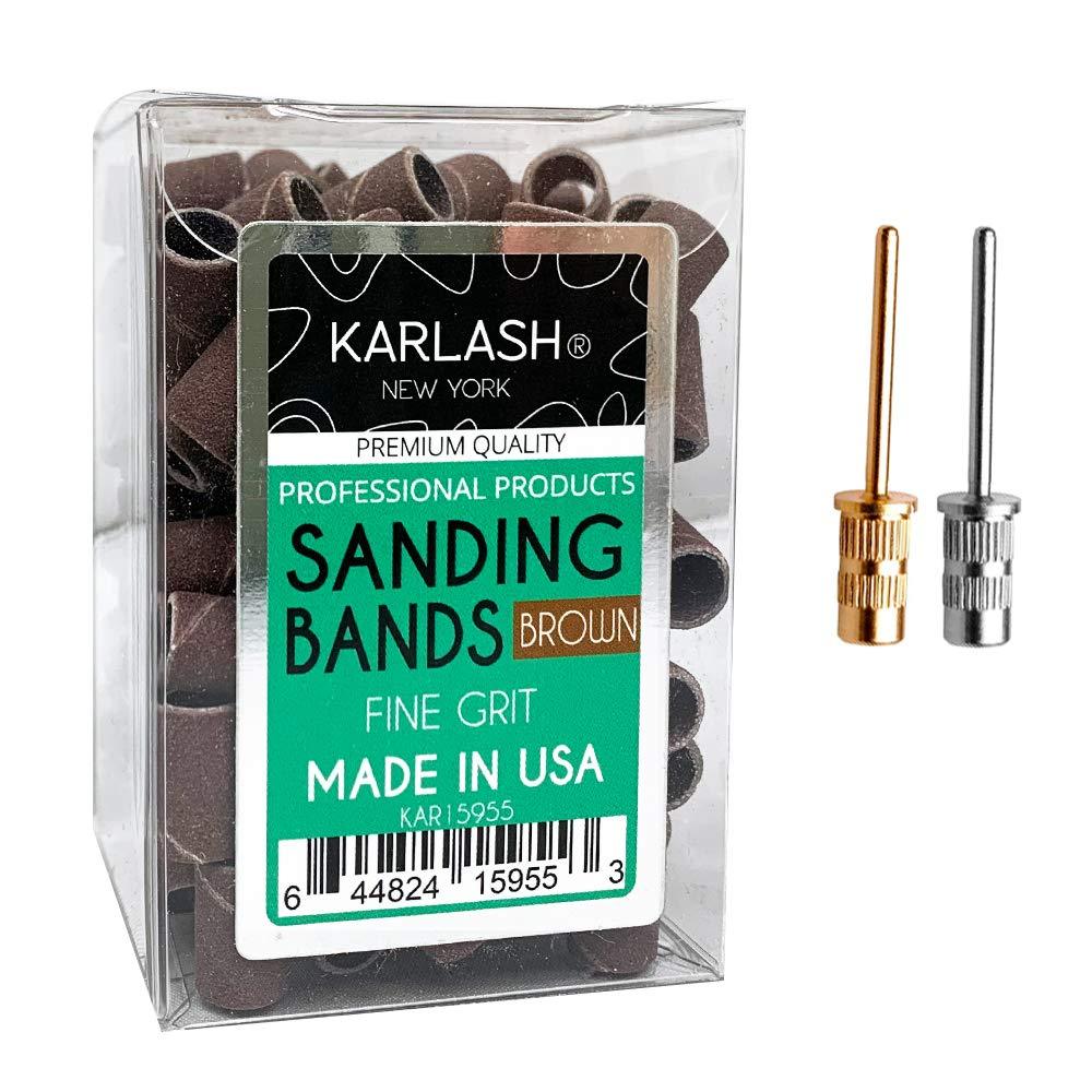 [Australia] - Karlash Professional Nail Sanding Bands Brown Fine Grit File + Free 2 Mandrel (1 Pack) 1 Pack 