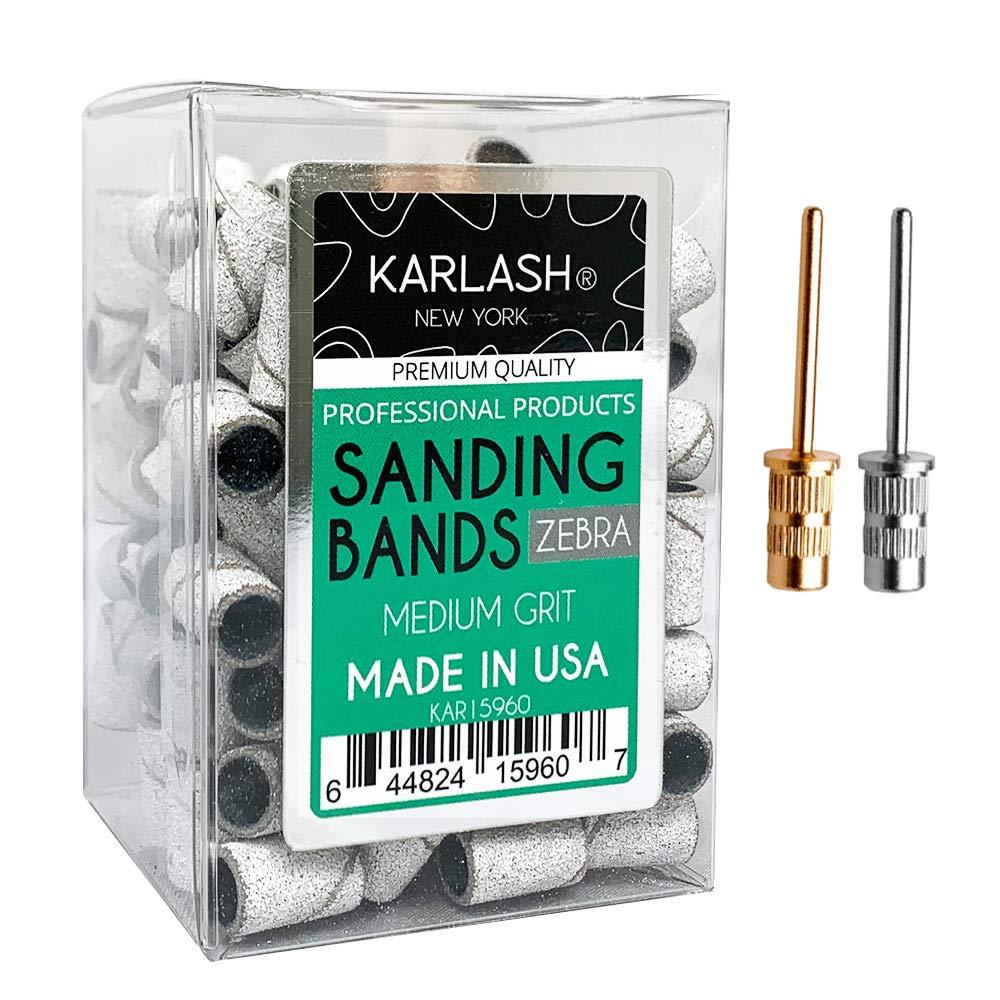 [Australia] - Karlash Professional Nail Sanding Bands Zebra Medium Grit File + Free 2 Mandrel (1 Pack) 1 Pack 