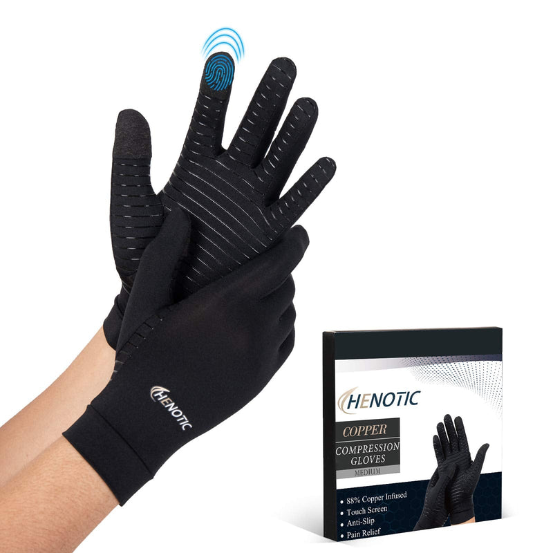 [Australia] - Copper Compression Gloves for Women Men, Touch Screen Anti-Slip Arthritis Compression Gloves for Relieving Carpal Tunnel Aches, Rheumatoid Pains, Joint Swell One Pair Meduim 