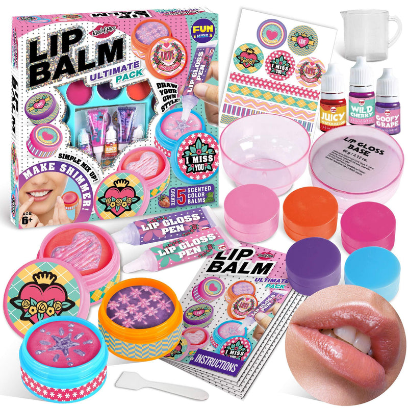 [Australia] - Real Lip Balm Kit For Kids, FunKidz Lip Gloss Kit Make Your Own Colorful Design Balm With 5 Fragrances Perfect Birthday Present Makeup Kit For Girls Ages 6 And Up 