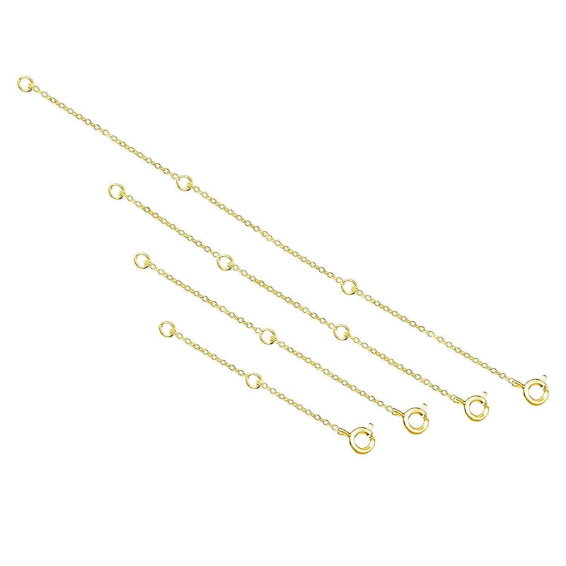 [Australia] - Necklace Extenders Necklace Chains Sterling Silver Bracelet Anklet Extenders Set 2, 3, 4, and 6 Inches in Silver, Gold, and Rose Gold Gold Plated Set 2", 3",4", 6" 