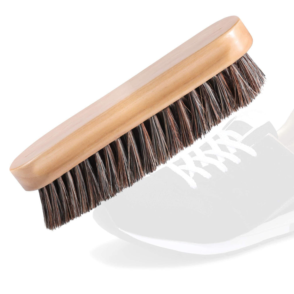 [Australia] - a amvontz Suede Shoe Brush Cleaning: Soft Buffing Bristle Swayed Small Complete Wooden Natural Large Refreshed Way Jacket Hair Horse Leather Shine Nubuck Sneakers Polish Horsehair 01-single Side+khaki 