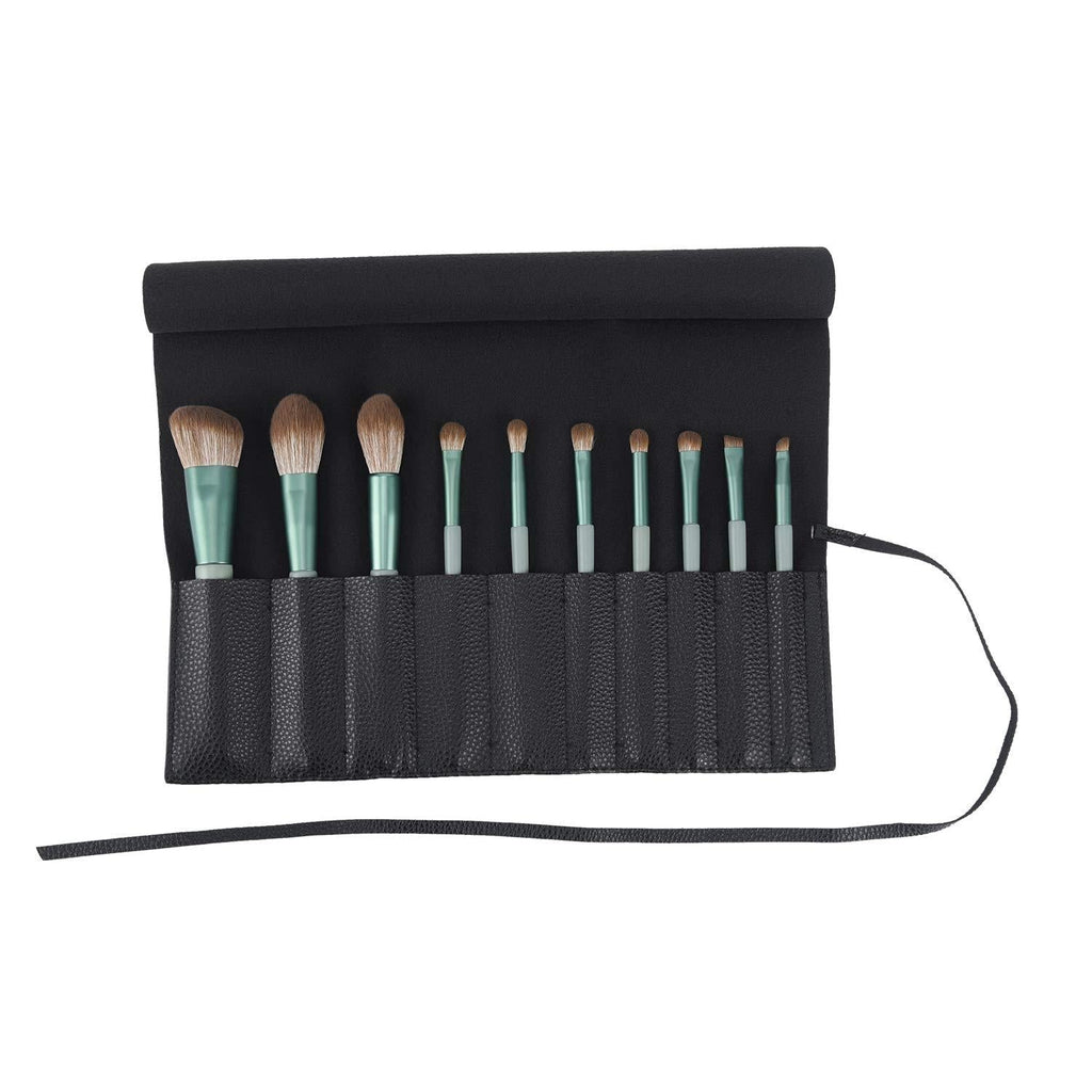 [Australia] - Makeup Brush Holder Organizer Brushes Rolling Case Pouch Holder Cosmetic Bag for Travel Portable Brushes Rolling Bag Brush Storage Pouch Case PU Leather with Belt Strap (Black) Black 