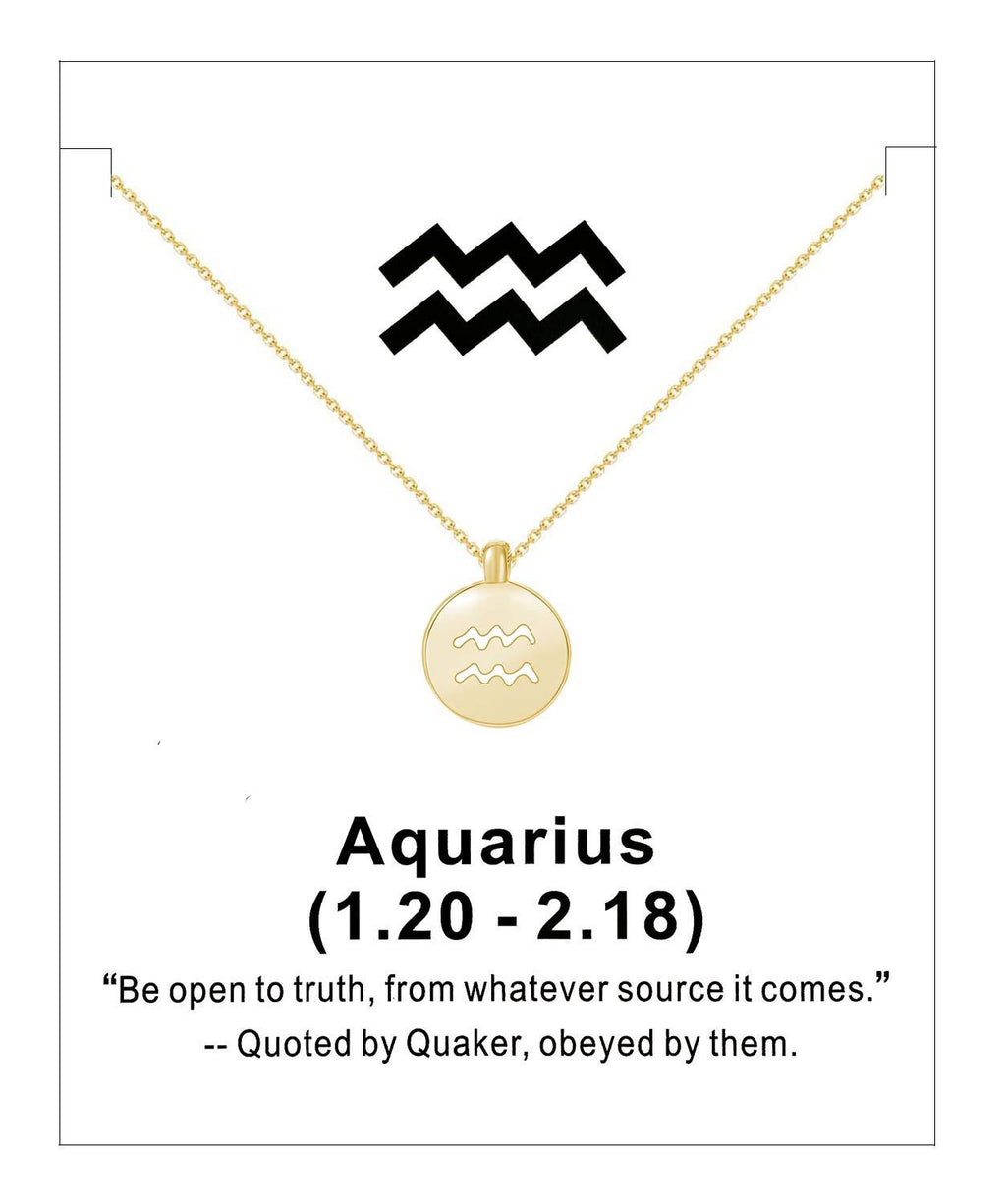 [Australia] - Your Always Charm Zodiac Necklace,Astrology Horoscope Constellation Zodiac Sign Pendant Necklace for Women and Girls gold Aquarius Necklace 