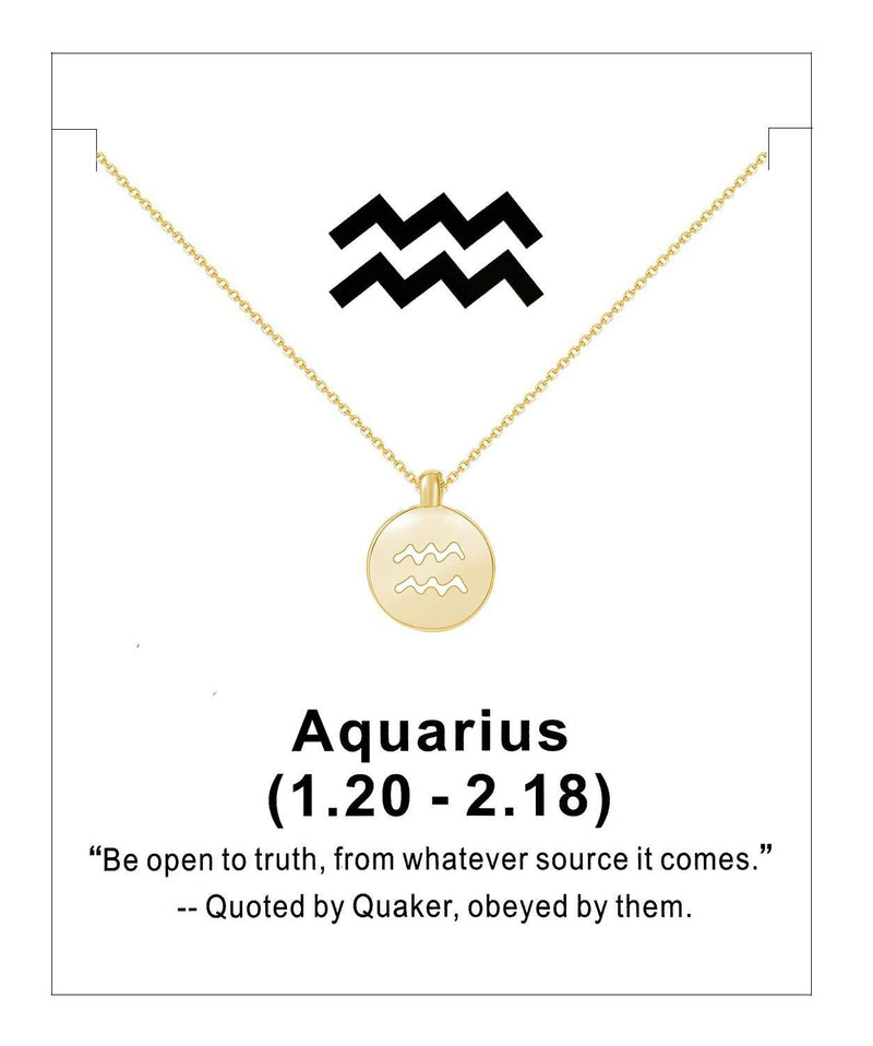 [Australia] - Your Always Charm Zodiac Necklace,Astrology Horoscope Constellation Zodiac Sign Pendant Necklace for Women and Girls gold Aquarius Necklace 