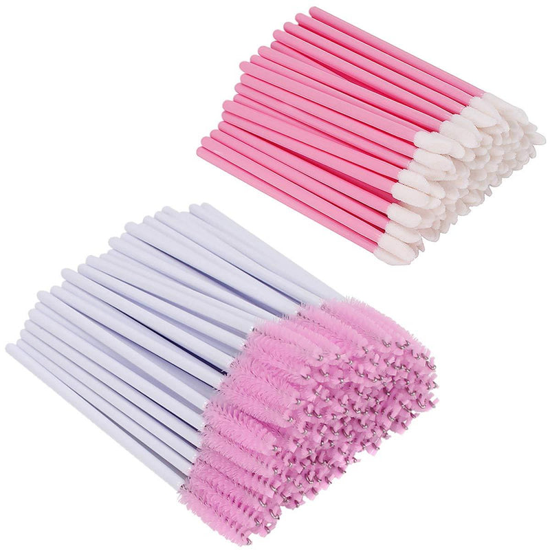 [Australia] - XVbond 100PCS Mascara Brushes Wands Applicator Eyelash Brush With 100PCS Lip Brushes Lipstick Lip Gloss Wands Applicator Makeup Beauty Tool Kits (Pink1) 