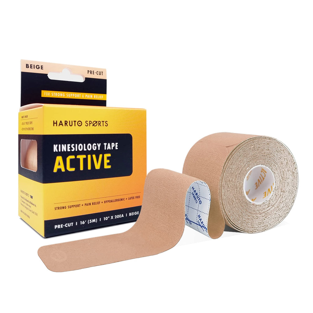 [Australia] - HARUTO Kinesiology Sports Tape, for Pain Relief Strong Support, Therapeutic Tape Physio for Athletic Sports Recovery, 20 Precut 10” Strips (Active Beige for Sports Enthusiasts) Active-beige 
