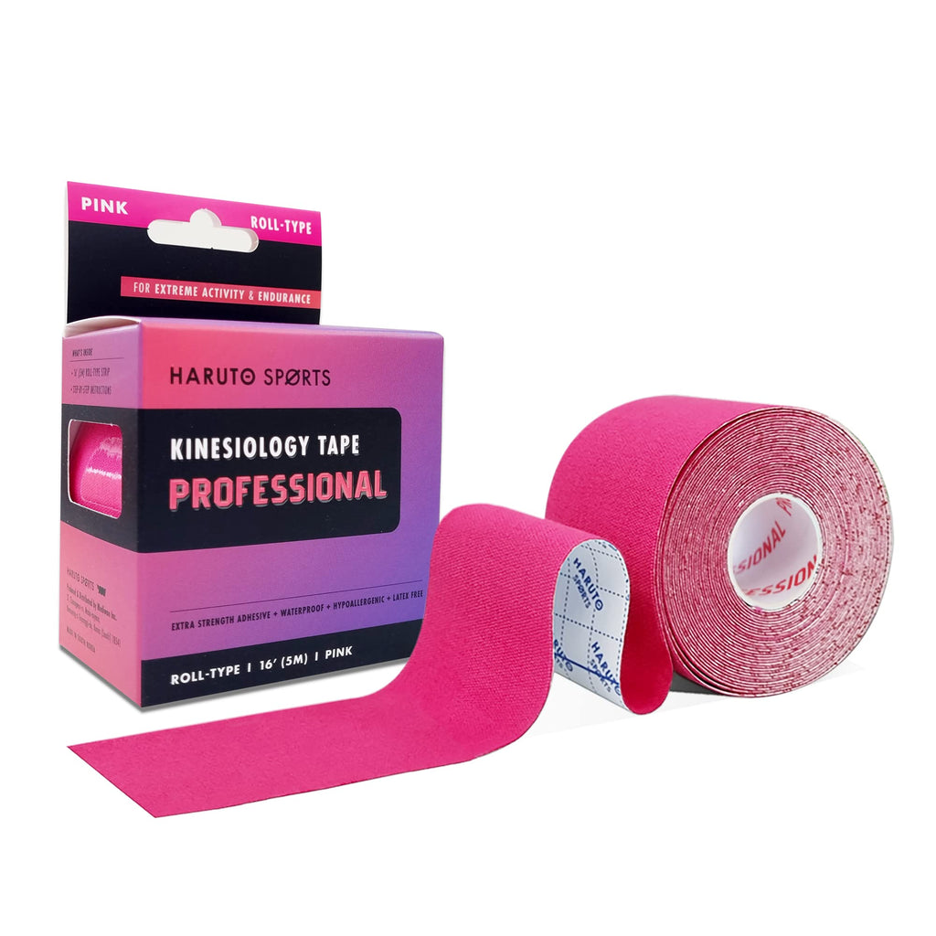 [Australia] - HARUTO Sports Kinesiology Tape Professional Roll-Type (Pink), Latex Free Athletic Tape for Pain Relief, Extreme Therapeutic Elastic Professional-pink 