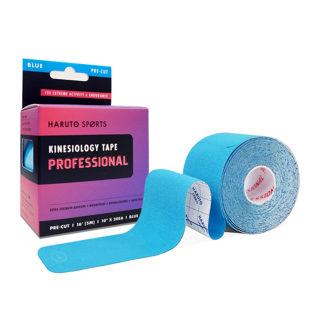[Australia] - HARUTO Kinesiology Sports Tape, for Pain Relief Strong Support, Therapeutic Tape Physio for Athletic Sports Recovery, 20 Precut 10” Strips (Professional Blue for Athletes) Professional-blue 