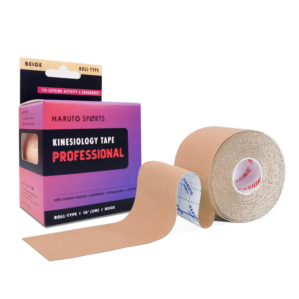 [Australia] - HARUTO Sports Kinesiology Tape Professional Roll-Type (Beige), Latex Free Athletic Tape for Pain Relief, Extreme Therapeutic Elastic Professional-beige 