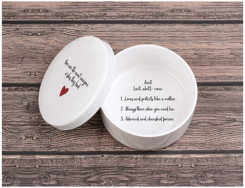 [Australia] - Auntie, from Niece, from Nephew, Aunt Birthday, Aunt Christmas, Best Aunt Ever, Ceramic Jewelry Box, Aunt Definition, Aunt Keepsake Box with Blessing - You are the Aunt that Everyone Wishes They Had Heart 