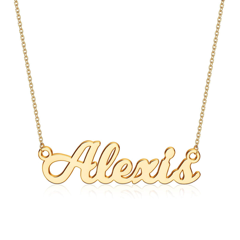 [Australia] - Ursteel Custom Name Necklace Personalized, 14K Gold Plated Personalized Name Necklace Dainty Name Plate Necklace Jewelry Personalized Gifts for Women Teen Girls Alexis 