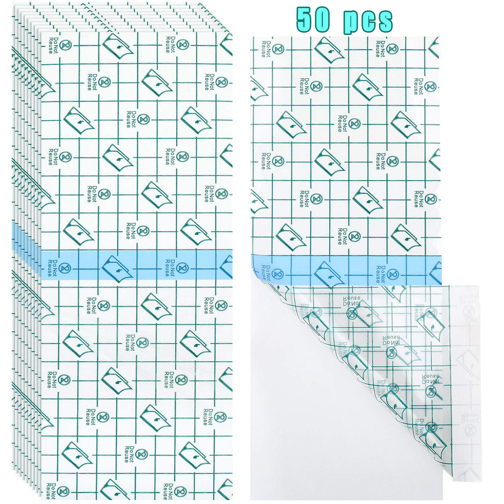 [Australia] - 50 Pieces Transparent Stretch Adhesive Bandage Large Waterproof Bandage Transparent Film Adhesive Bandages (10 x 4 Inch) 10x4 Inch (Pack of 50) 