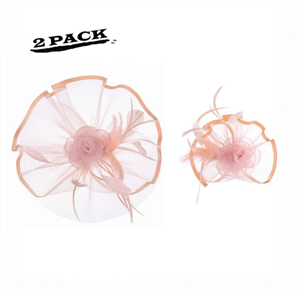 [Australia] - JAWEAVER Fascinators Hat Feather Satin Tea Party Cocktail Headwear Church Hat for Women Girls Orange Headwear 