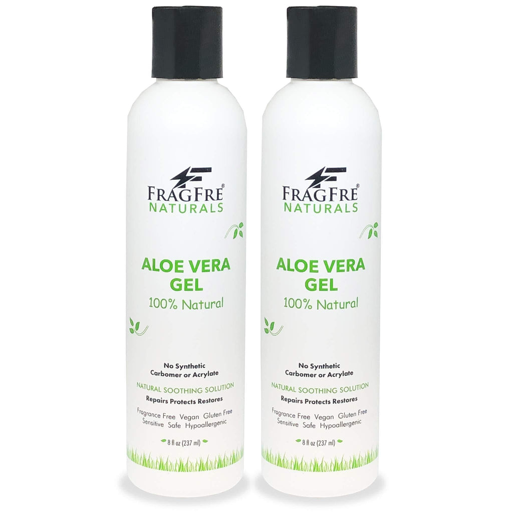 [Australia] - FRAGFRE All-Natural Aloe Vera Gel 8 oz (2-Pack Gift Set) - No Synthetic Carbomer or Acrylate - 100% Natural Aloe Vera Soothing Gel - After Sun Exposure Skin Care - Fragrance Free Vegan Gluten Free 