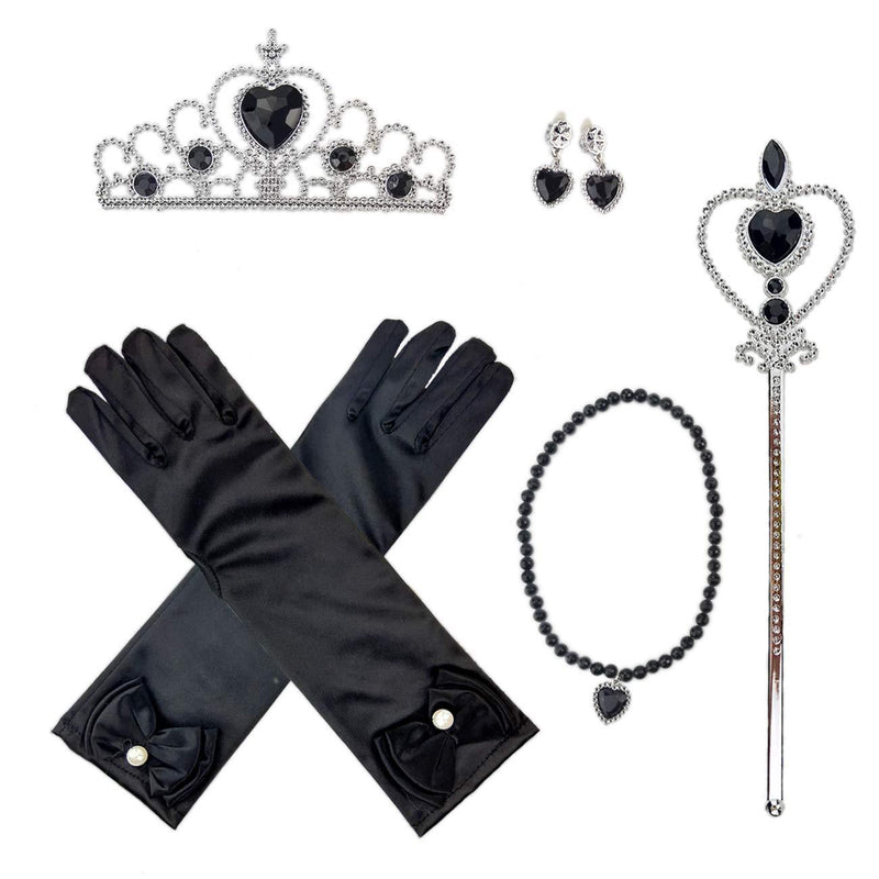 [Australia] - Orgrimmar Princess Dress Up Accessories Gloves Tiara Crown Wand Necklaces Presents for Kids Girls Black 