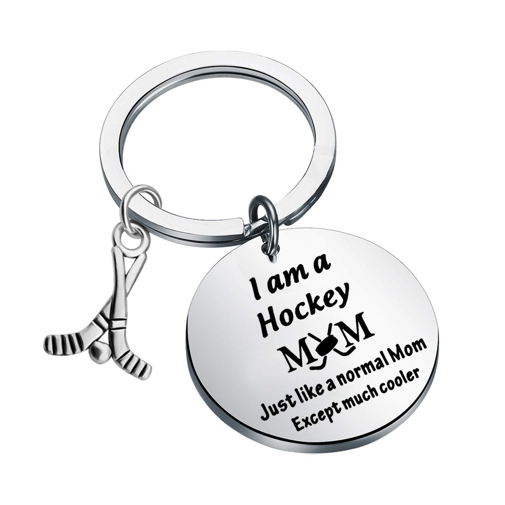 [Australia] - FUSTMW Hockey Mom Gifts Hockey Keychain I am a Hockey MOM Jewelry Hockey Mom Charm for Hockey Players Gifts silver 