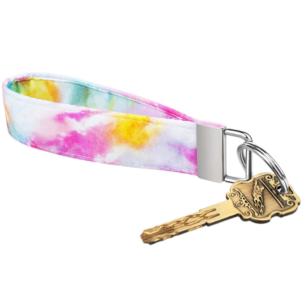 [Australia] - Celokiy Floral Sunflower Keychain Wristlet Bracelet, 100% Fabric Key Chains Women Colorful Watercolor 