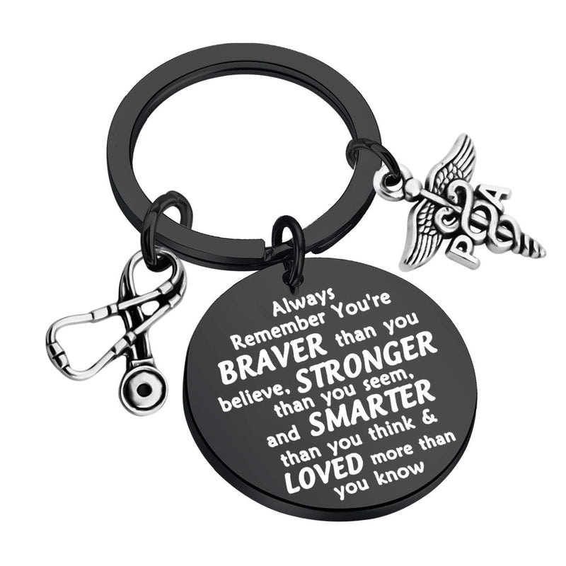 [Australia] - Physicians Assistant Gifts PA Keychain Physician Assistant Graduation Gift PA Student Inspiration Gifts You are Braver Stronger Smarter Than You Think black 