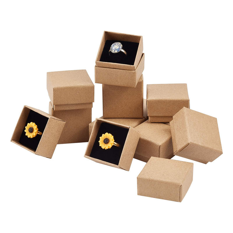 [Australia] - PH PandaHall 48 Pack Ring Earring Kraft Box, 1.5x1.5x1.1 Inches Square Cardboard Jewelry Box with Foam Small Jewelry Gift Boxes for Valentine's Day, Weddings, Birthdays, Christmas 