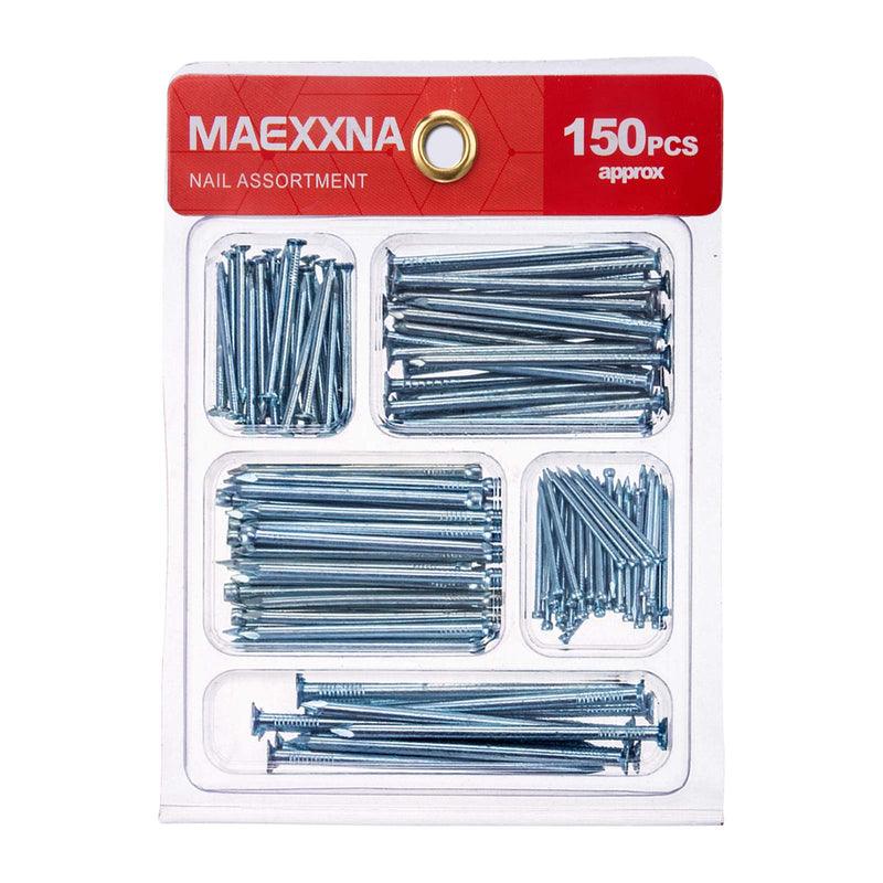 [Australia] - Maexxna Long Nails 2 inch 150pcs Hardware Nails Assortment Kit, Includes Finish, Wire, Common, Brad and Picture Hanging Nail 150pcs-5sizes 
