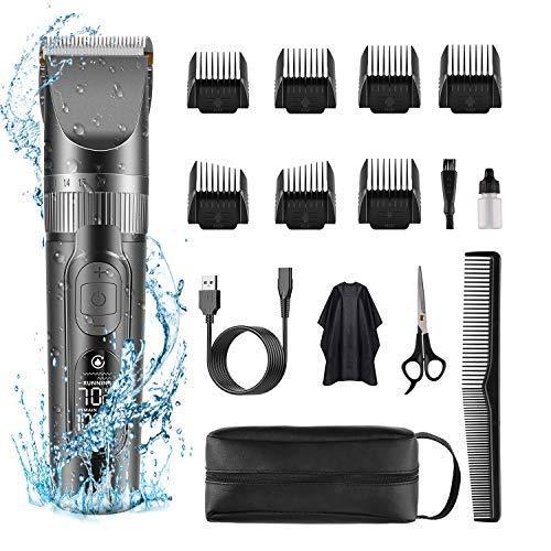 [Australia] - SUPRENT Hair Clippers for Men Cordless Hair Clippers, IPX6 Waterproof Design, Professional Titanium & Ceramic Hair Clippers for Barbers with 5 Adjustable Speed Settings & LCD Display 