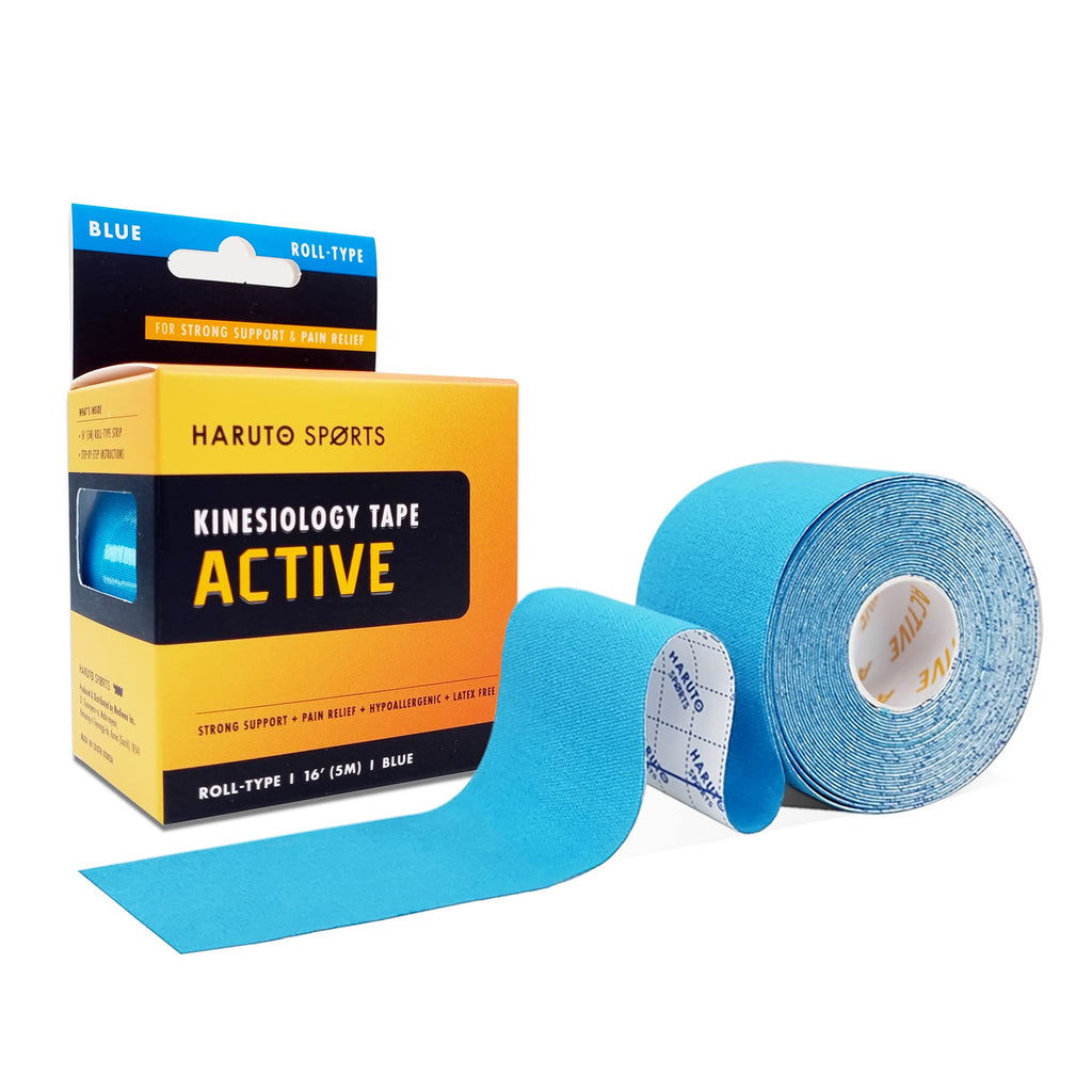 [Australia] - HARUTO Sports Kinesiology Tape Active Roll-Type (Blue), Latex Free Athletic Tape for Pain Relief Strong Support, Therapeutic Tape Physio for Athletic Sports Recovery Active-blue 