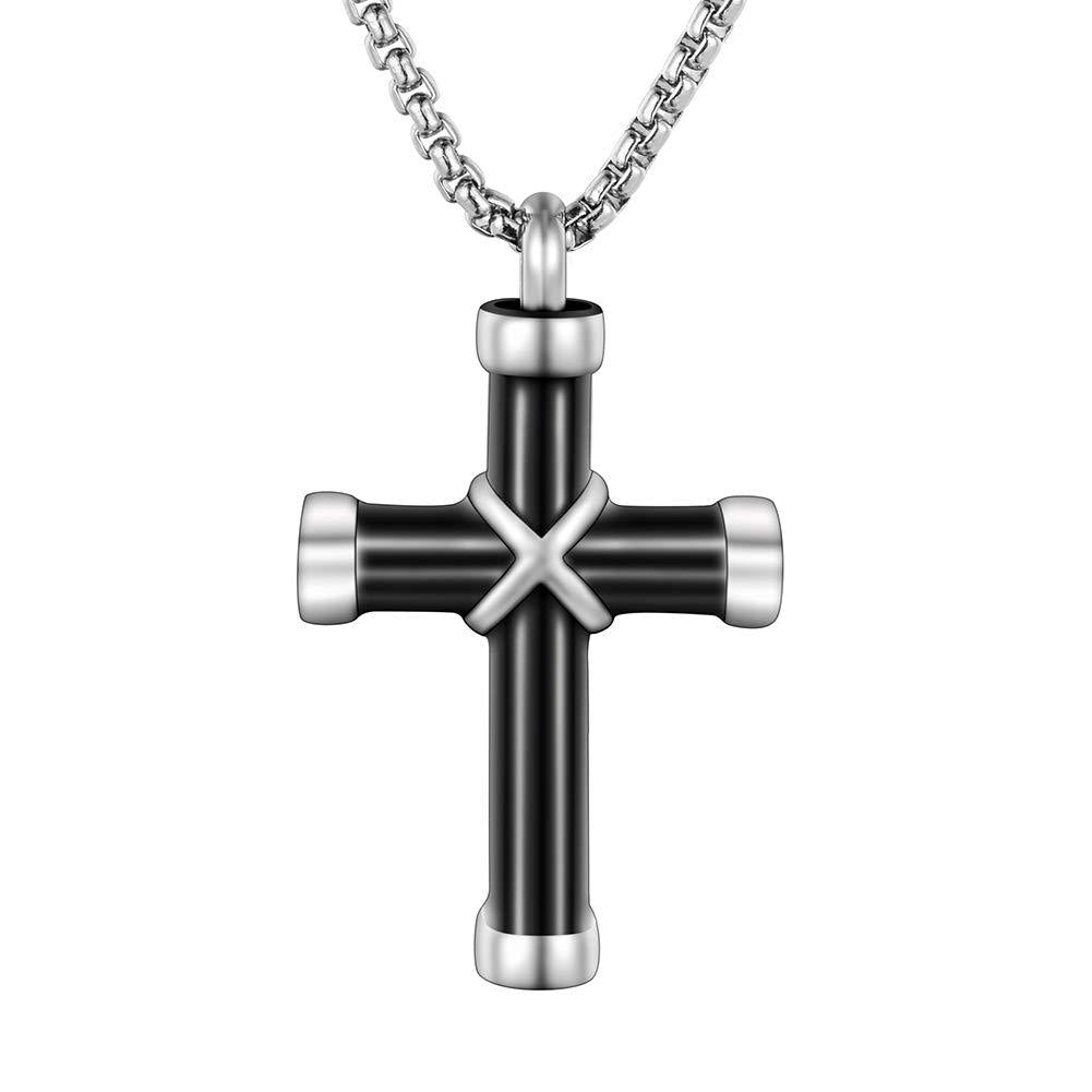 [Australia] - abooxiu Urn Necklaces for Ashes Cremation Necklace Stainless Steel Cremation Jewelry Memorial Ashes Keepsake Black 