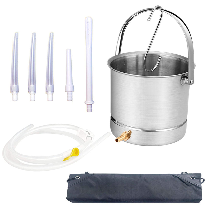 [Australia] - GNEGKLEAN Enema Kit Stainless Steel 2 Quart Capacity Bucket 5ft Silicone Hose for Colon Detox Cleanse Enemas 