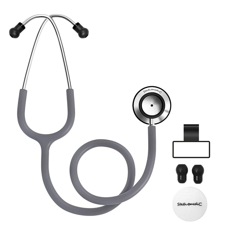 [Australia] - FriCARE Dual Head Stethoscope for Medical and Home, Classic Lightweight Design, Stethoscope for Adult, Gift for Nurses, Doctors, Medical Students, 28 inch (Cement Grey) Cement Grey 