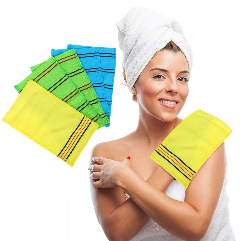 [Australia] - Korean Asian Exfoliating Cloth Mitt - Large Viscos Italy Bath Towel, Body Scrubbing Scrub Washcloth, 5 pcs 