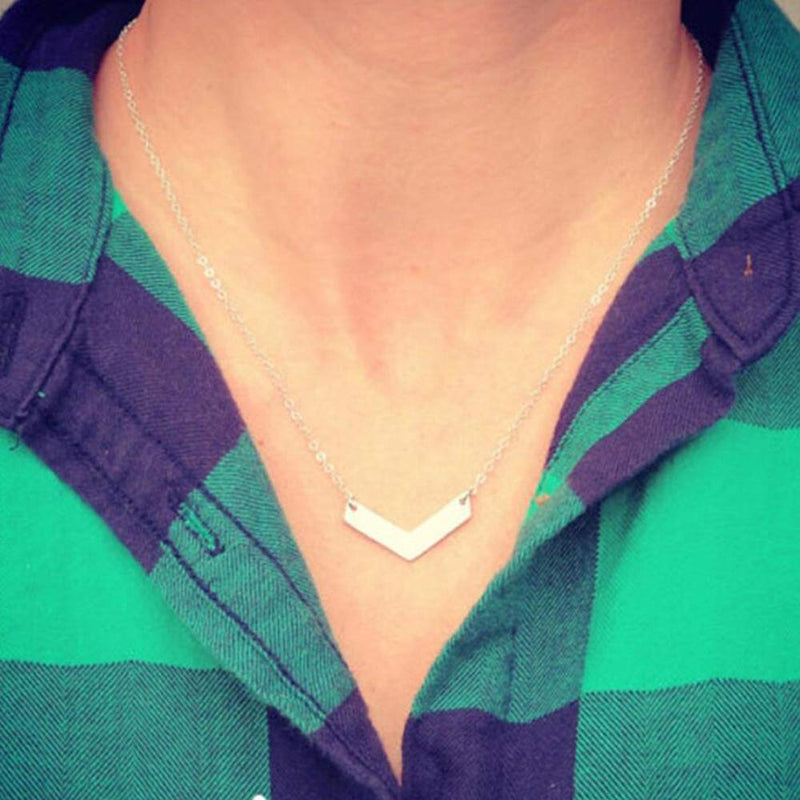 [Australia] - TseanYi V Shaped Necklace Choker Silver Arrow V Pendant Necklaces Chain Chevron V Bar Necklace Jewelry (Silver) 