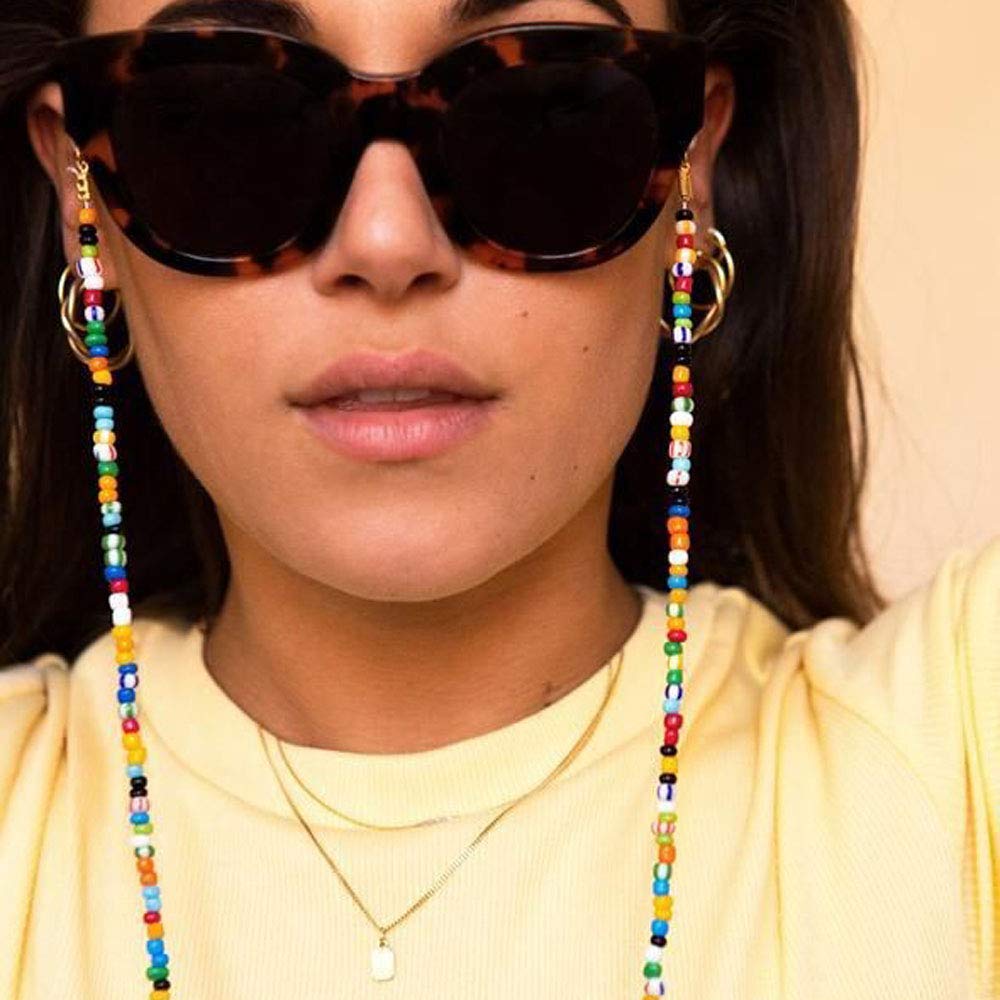 [Australia] - TseanYi Boho Rainbow Bead Glass Chain Colorful Beads Eyeglass Holder Chain Sunglass Chain Necklace Eyewear Retainer Reading Glasses Strap Chain Accessories for Women and Girls (Opaque) 