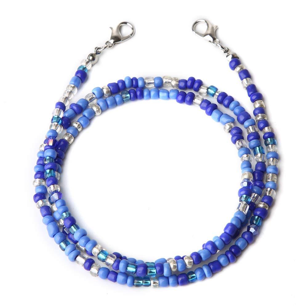 [Australia] - Face Mas-k Holder Beaded Necklace Strap, Face Cover Lanyards Chains for Women Blue 