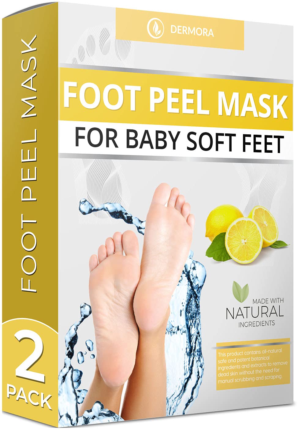 [Australia] - Foot Peel Mask - 2 Pack - For Cracked Heels, Dead Skin and Calluses - Make Your Feet Baby Soft Smooth Silky Skin - Removes Rough Heels, Dry Toe Skin Natural Treatment. (Lemongrass Scent) 