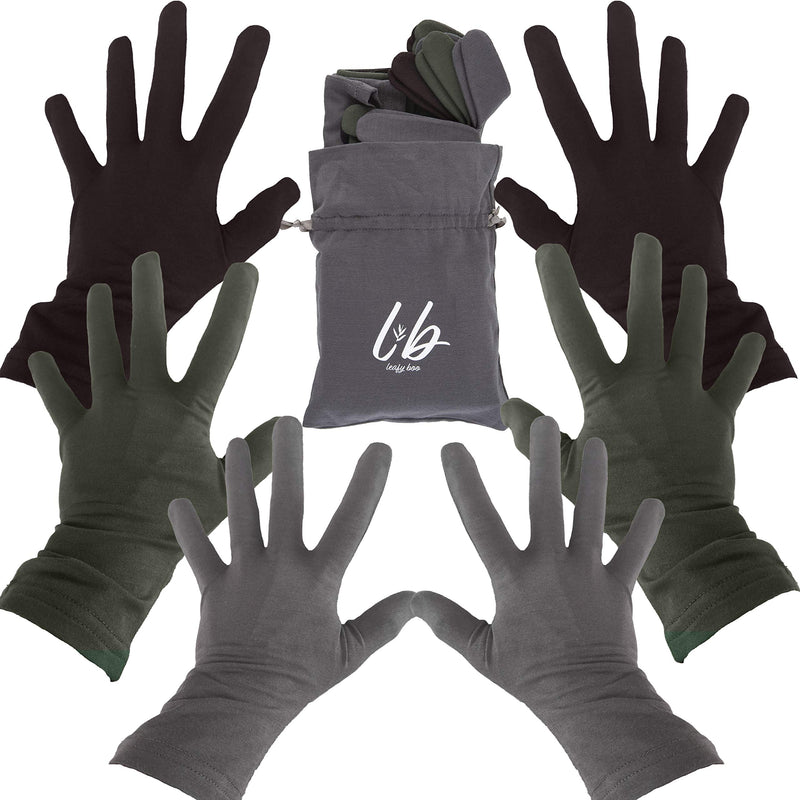 [Australia] - Bamboo Gloves for Eczema, Small/Medium, Eczema Gloves for Women and Men, Gloves for Dry Hands, Glove Liners for Sensitive Skin, Overnight Moisturizing Gloves, Skin Repair Gloves, 3 Pairs 